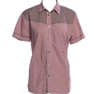 Vintage 90s Y2K Men's MOSCHINO Button Shirt Medium Short Sleeve Cotton Checkered